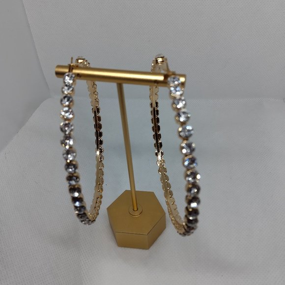 Large Rhinestone Hoop Earring - Picture 1 of 4
